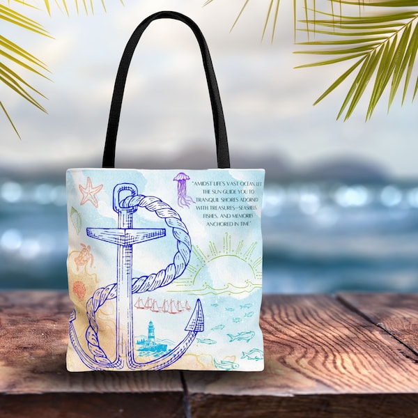 Coastal Beach Tote Bag|Tote Bags|Summer Bag|Beach Vacation|Beach Bag|Beach Tote|Bag Lover|Everyday Bag|