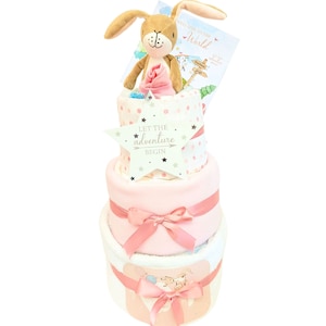 3 Tier Baby Girl Gift Hamper, Nappy Cake girl, Baby shower Gift Girl, new baby girl gift set, baby girl gifts newborn, Corporate Baby Girl image 1