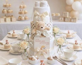 Nappy Cakes, Baby Gift Baby shower, Neutral Baby Gifts, new baby gift sets, baby gifts newborn, Winnie The Pooh Neutral,  Baby Gift Hampers