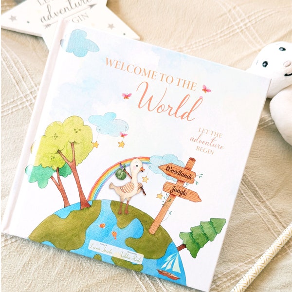 Welcome To The World Baby Gift Book  for a new baby Boy gift or Baby Girl Gift Baby Shower Gift Keepsake baby Book Let The Adventure Begin