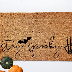 Halloween Doormat, Stay Spooky Welcome Mat, Halloween Door Mat, Halloween Decorations, Fall Decor, Autumn Decor, Skeleton Hand