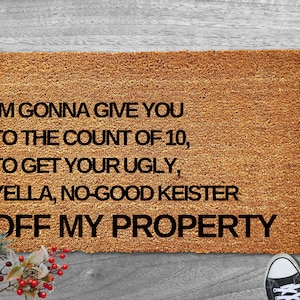 I'm Gonna Give You to the Count of 10 Funny Christmas Door Mat | Funny Christmas Doormat | Go Away | Christmas Holiday Gift | Welcome Mat