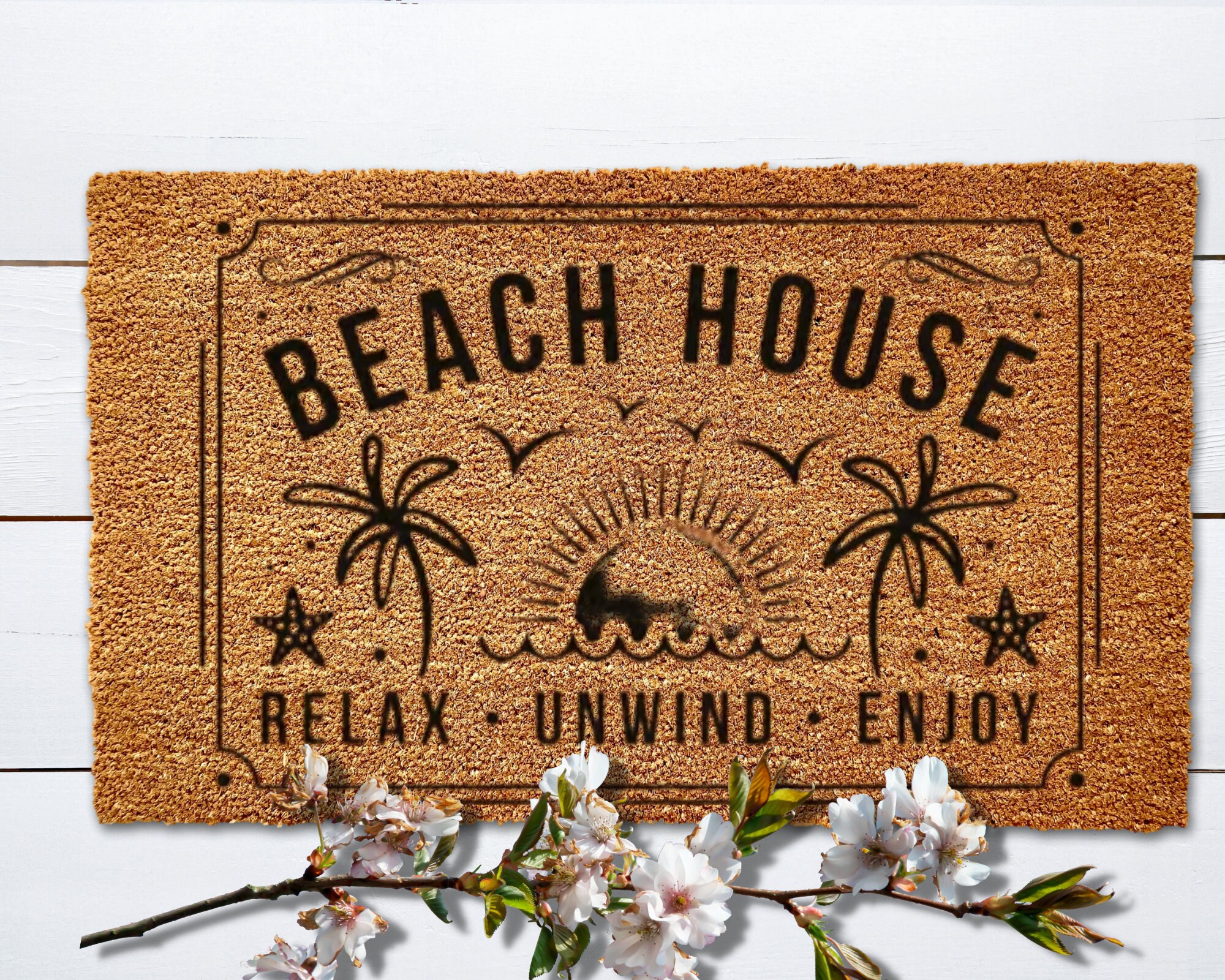 30x16 Welcome Doormat - Outside the Box Palm Beach