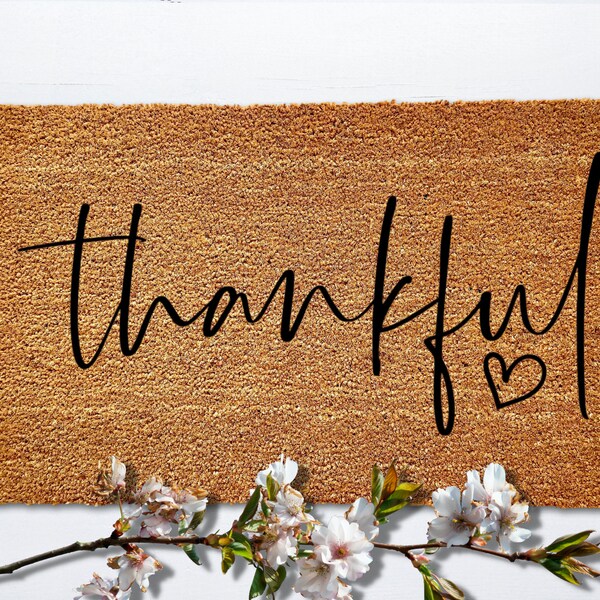 Thankful Doormat - Thankful Welcome Mat - Thanksgiving Decor - Thankful Decor - Welcome Mat - Fall Decor - Housewarming Gift -