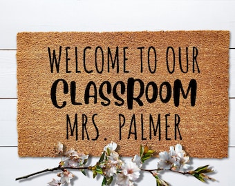 Custom Teacher Classroom Doormat, Personalized Classroom Doormat,Custom Mat, Welcome Mat, Teacher Gift, Back to School