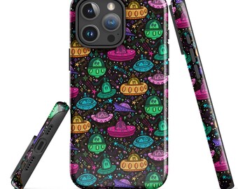 UFO Tough Case for iPhone | Halloween Phone Case | Alien Phone Case | Halloween Art | Halloween Protective Phone Case