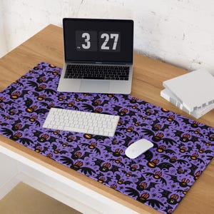 Bat Gaming mouse pad | Halloween Mousepad for Gamers | Long desktop Pad for desk| Halloween Desk Pad | Original Art by Lydia Jean Art
