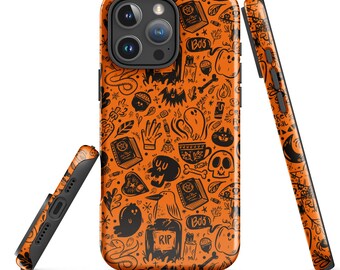 Orange Spooky Stuff Tough Case for iPhone | Halloween Phone Case | Spooky Phone Case | Halloween Art | Halloween Protective Phone Case