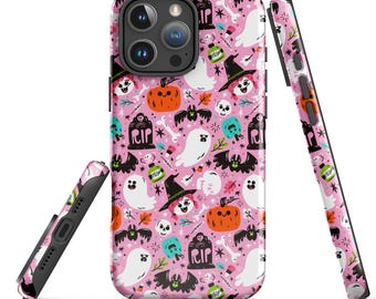 Cute Spooky Icons Tough Case for iPhone | Halloween Phone Case | Spooky Phone Case | Halloween Art | Halloween Protective Phone Case