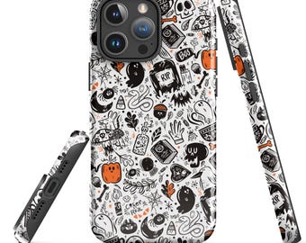 Black Spooky Stuff Tough Case for iPhone | Halloween Phone Case | Spooky Phone Case | Halloween Art | Halloween Protective Phone Case