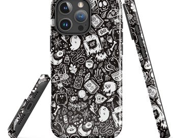 Black Spooky Stuff Tough Case for iPhone | Halloween Phone Case | Spooky Phone Case | Halloween Art | Halloween Protective Phone Case