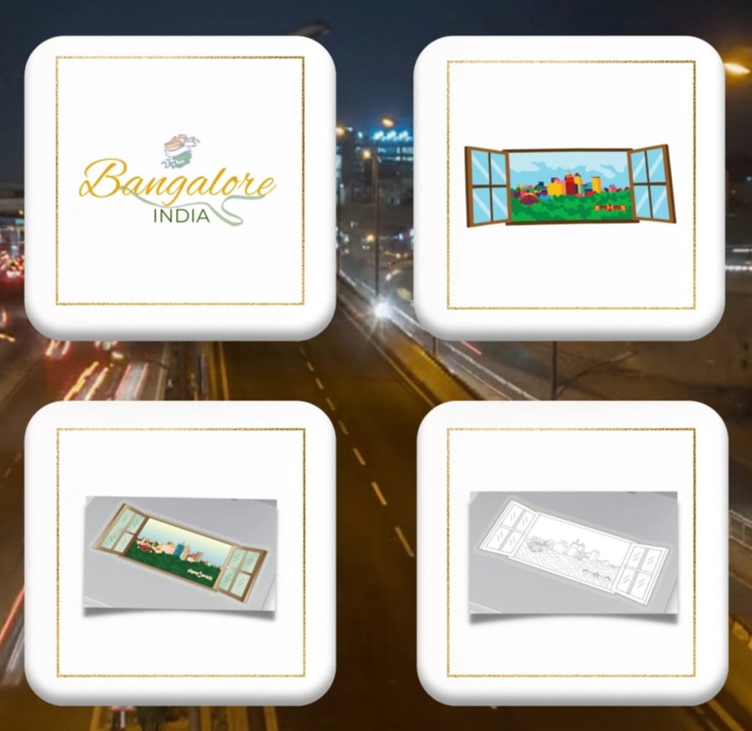 Bangalore Stickers 4 Styles Skyline Landmark Stickers Black Etsy