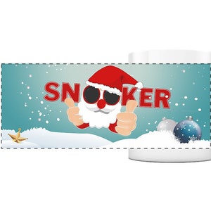 Snooker Funny Christmas Billiards with Santa Claus with Sunglasses - Panoramic Cup - Mug