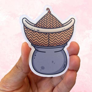Cute Kawaii Sticky Rice Steamer Cooker Matte Vinyl Water Reisistant Die Cut Sticker|Easy Peel Design|Laos Travel Print|Asian Sticker Gifts