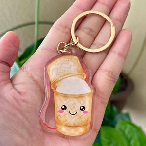 Kawaii Sticky Rice Double Sided Acrylic Keychain|2.5 Inches|Southeast Asian Food|Laotian|Thai|Cambodian|Laos|Rice Is Life|Cute Keychain Gift