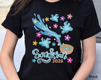Camiseta unisex para adultos del Año Nuevo tailandés Songkran 2026/Artículos para celebrar el agua/Ropa del sudeste asiático/Ropa tailandesa/Festividades del día de Songkran/Regalos