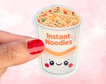 Pegatina Kawaii para vasos de fideos instantáneos con fácil despegue / Bonita pegatina de ramen / Calcomanía linda para fideos instantáneos / Pegatina de comida nostálgica / Regalo para amantes de la comida asiática