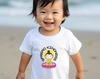 Spread Kindness Baby Kurzarm T-Shirt|Zen Kinderkleidung|Baby Süße Kleidung|Buddhistisch|Kawaii Baby T-Shirts|Baby Geschenke|Geschenk für Baby|Süßes T-Shirt