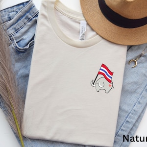 Cute Elephant Holding Thailand Flag Unisex Tee|Thai Pride|Southeast Asian Shirt|Elephant Love|Gifts For Her Him|Thai Travel Gift|Kawaii Gift