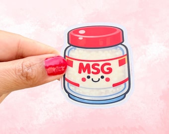 Pegatina de comida linda para botella de MSG con fácil despegado / Pegatina de vinilo Kawaii Umami / Pegatina divertida de comida / Regalo de comida asiática / Calcomanía para botella de agua de laptop