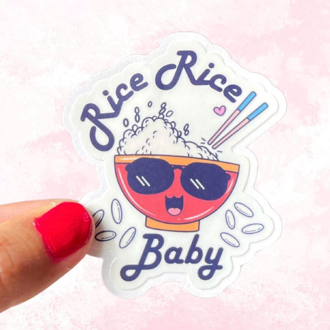Sticker Rice Cs Rice Rice Baby Matte Sticker With Easy Peel|kawaii Asian Foodie Gift ...