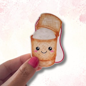 Kawaii Cute Sticky Rice in Bamboo Basket Die Cut Premium Matte Vinyl Laminate Sticker|Sweet Rice|Asian Food|Rice Lover Gifts|Rice All Day
