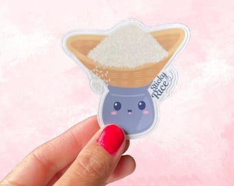 Pegatina mate fácil de despegar para olla arrocera pegajosa kawaii, comida del sudeste asiático