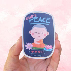 Cute Inner Peace Loading Buddha Buddhist Humor Matte Vinyl Water Reisistant Die Cut Sticker|Spirtual Mindfulness|Zen|Funny Humor Kawaii Gift