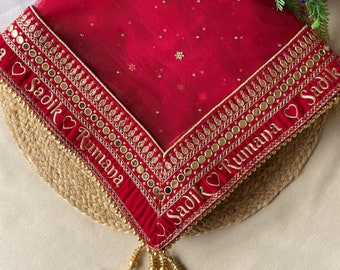 Sposa Personalizza Dupatta con nomi di spose e sposi