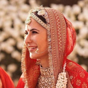 Katrina Kaif wedding Red Net Embroidery Sabyasachi Edition Bridal Dupatta for Wedding