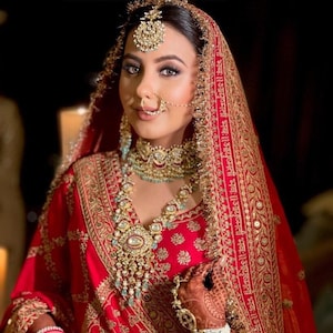 Ayushmati Bhavah Red Net Bridal Dupattas For Wedding Day
