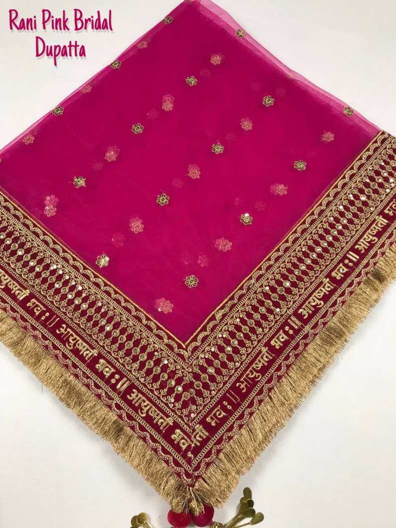 Ayushmati Bhavah Red Net Bridal Dupattas for Wedding Day - Etsy