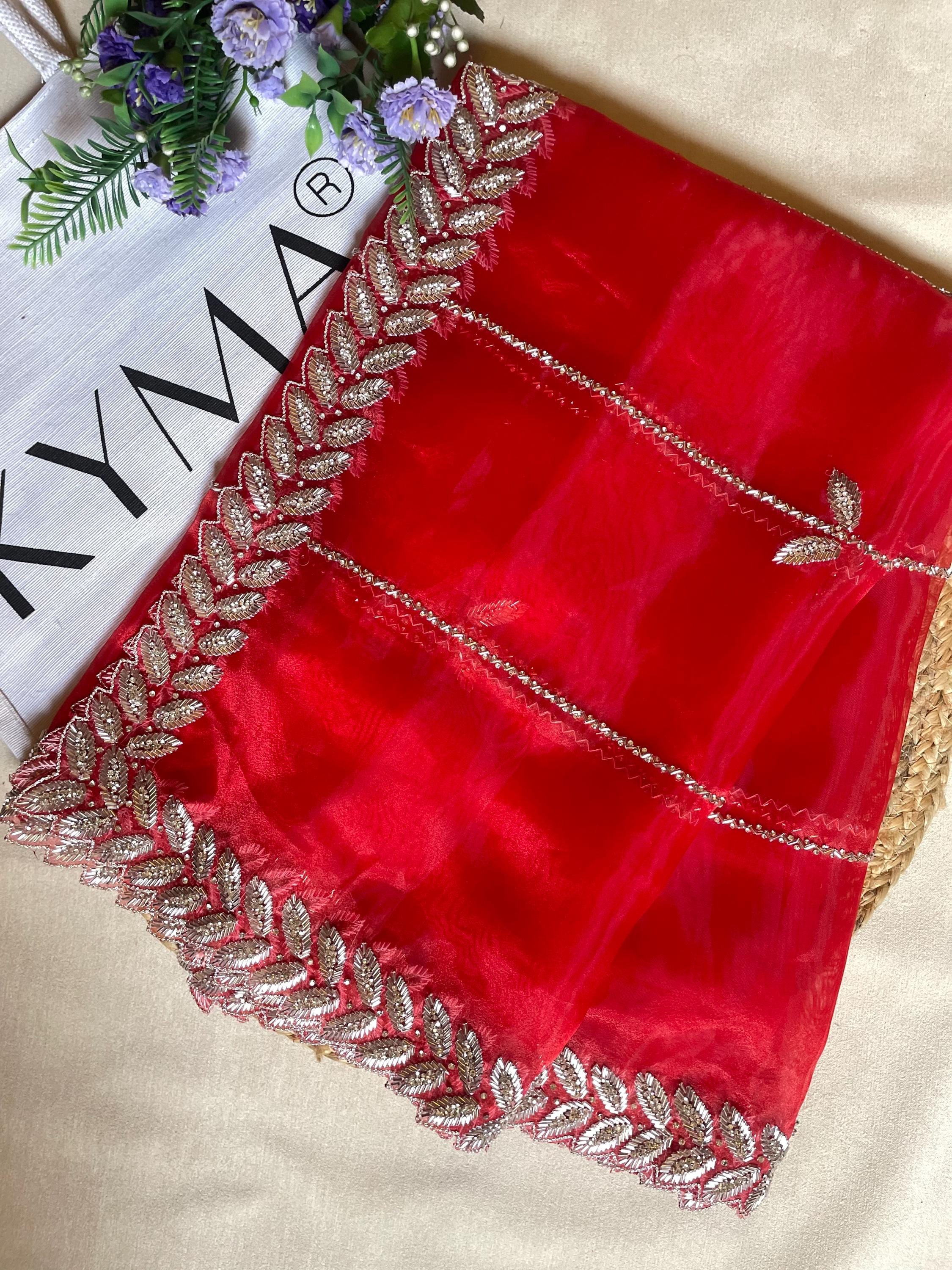 Red Organza Dupatta with Embroidered Border main image 0