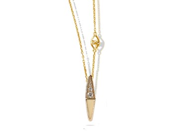 Solid Gold White Diamond Pendant Necklace: Sterling Silver Sapphire Jewelry