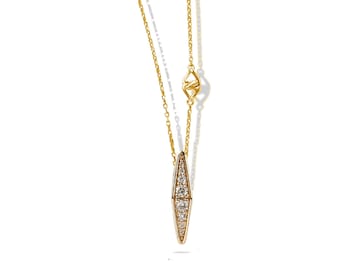 14K Gold Diamond Pendant Necklace: Lab Grown Diamonds & White Sapphires