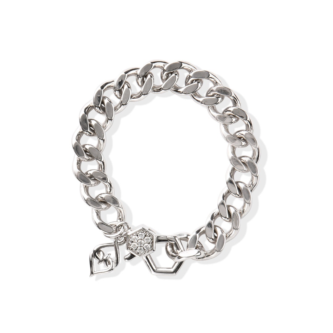 Heavy Sterling Silver Bracelet, Sterling Silver White