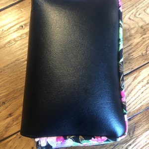 Black/ Pink Floral Vinyl Missal cover for Latin Mass missals, Ordinary Form Missals, Divine Intimacy. or other prayer book covers