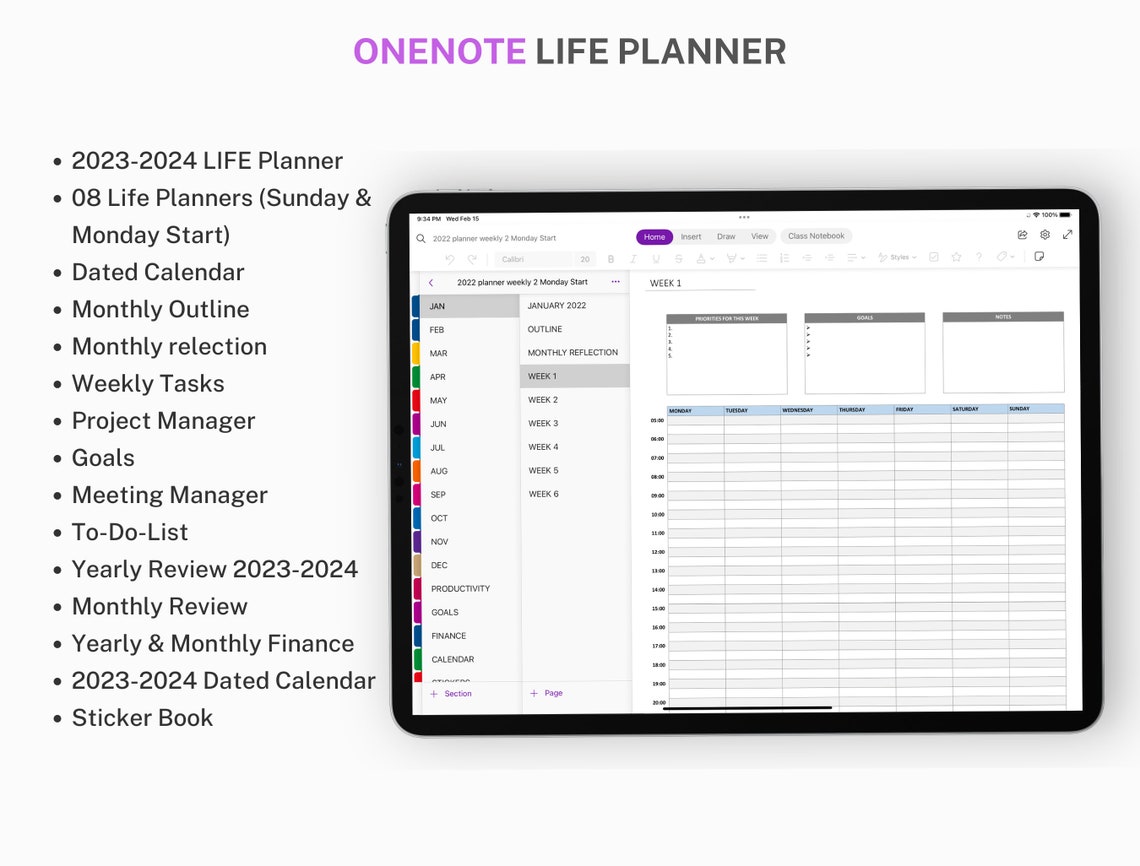 Onenote Digital Planner, Onenote Template, Project Planner Onenote
