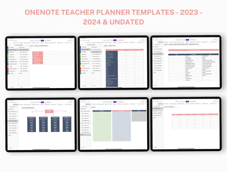 Onenote Teacher Planner, Onenote Digital Planner, Project Planner