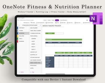 Onenote Planner, OneNote Fitness & Nutrition Planner, OneNote Digital Planner, Onenote Template, Onenote Planner, Onenote Mac Template,