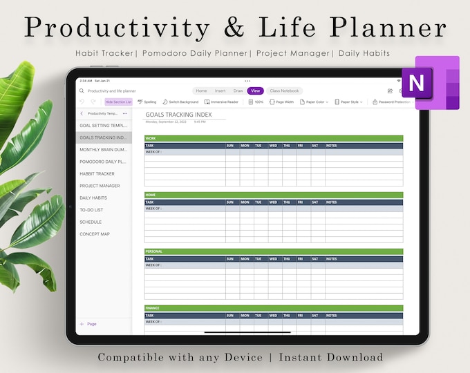 Onenote Digital Planner, Onenote Template, Project Planner Onenote ...