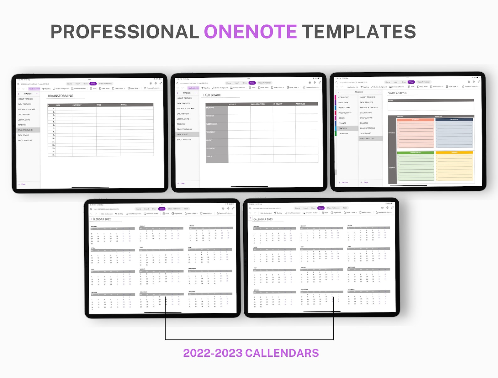 Onenote Digital Planner, Onenote Template, Project Planner Onenote
