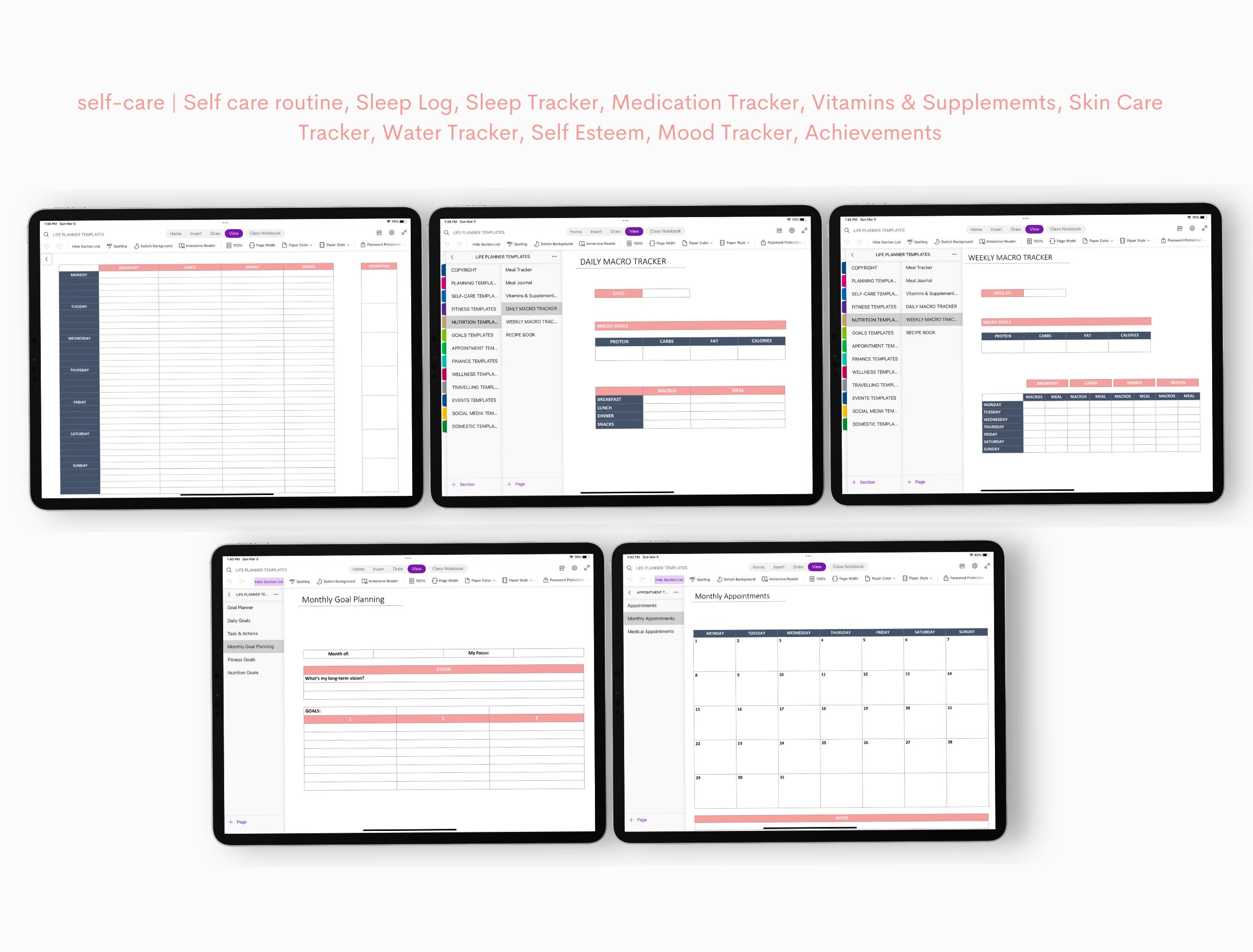 Onenote Digital Life Planner, Onenote Template, Onenote Planner, Life