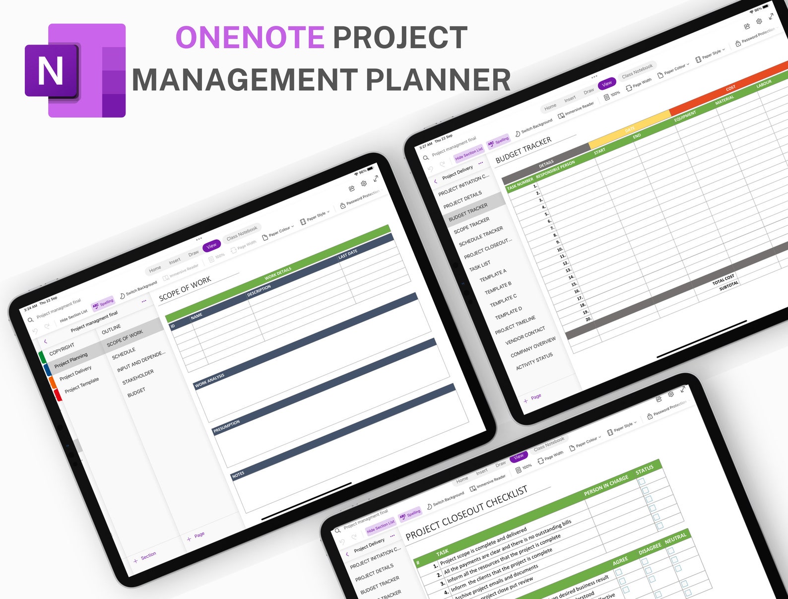 Onenote Digital Planner Project Planner Onenote Project Etsy