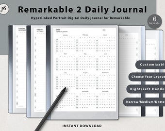 reMarkable 2 Journal Template | reMarkable 2 Templates | Portrait