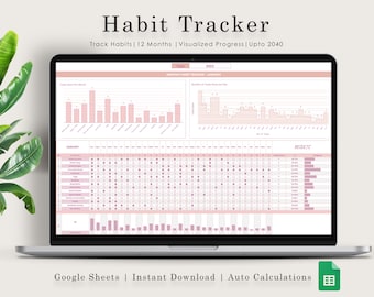 Habit Tracker Spreadsheet Google Sheets Daily Weekly Monthly Habit ...