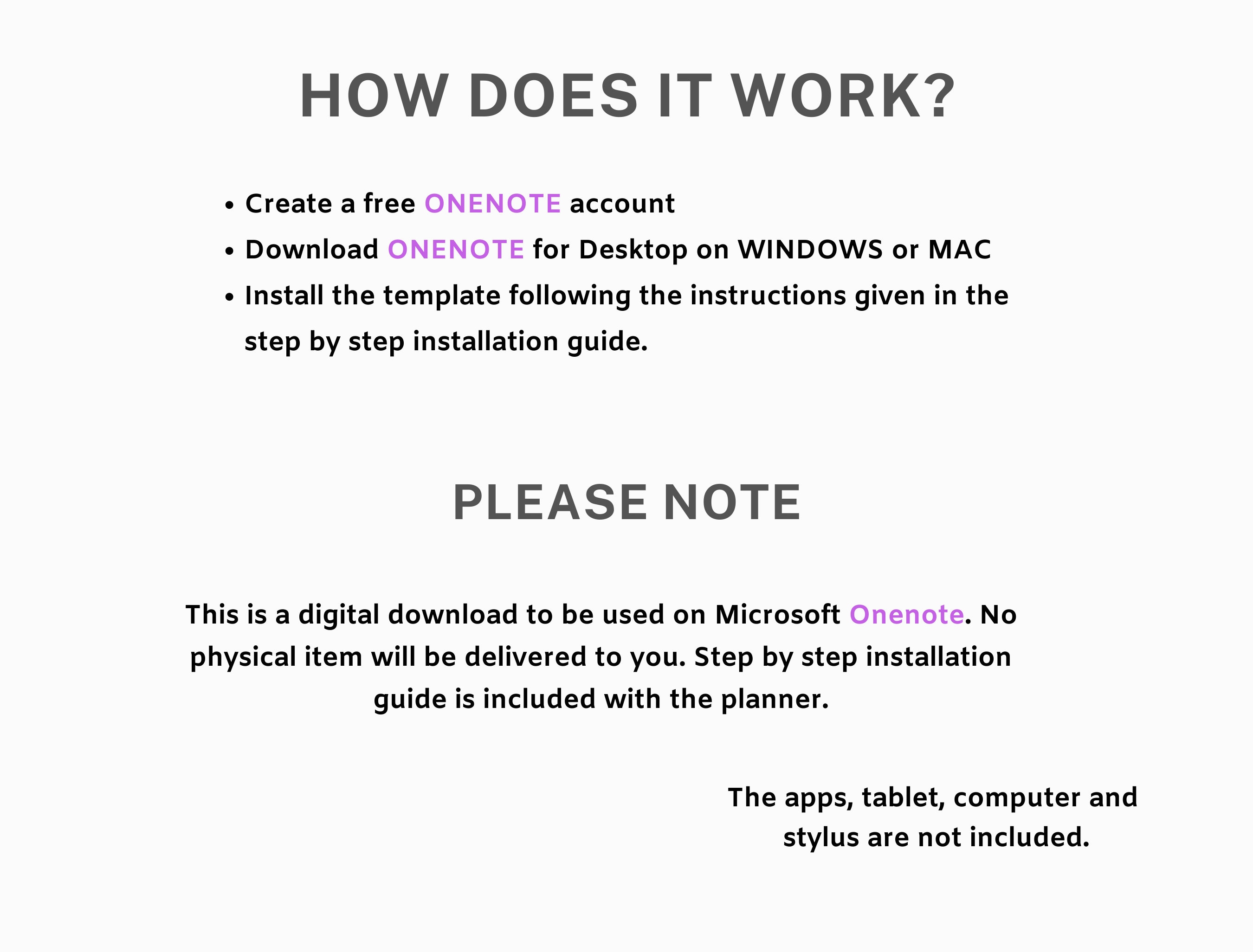 Onenote Digital Planner, Onenote Template, Project Planner Onenote