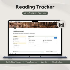Reading Tracker Notion Template, Aesthetic Reading Planner, Digital Reading Journal Tracker, Reading Log Notion Tracker