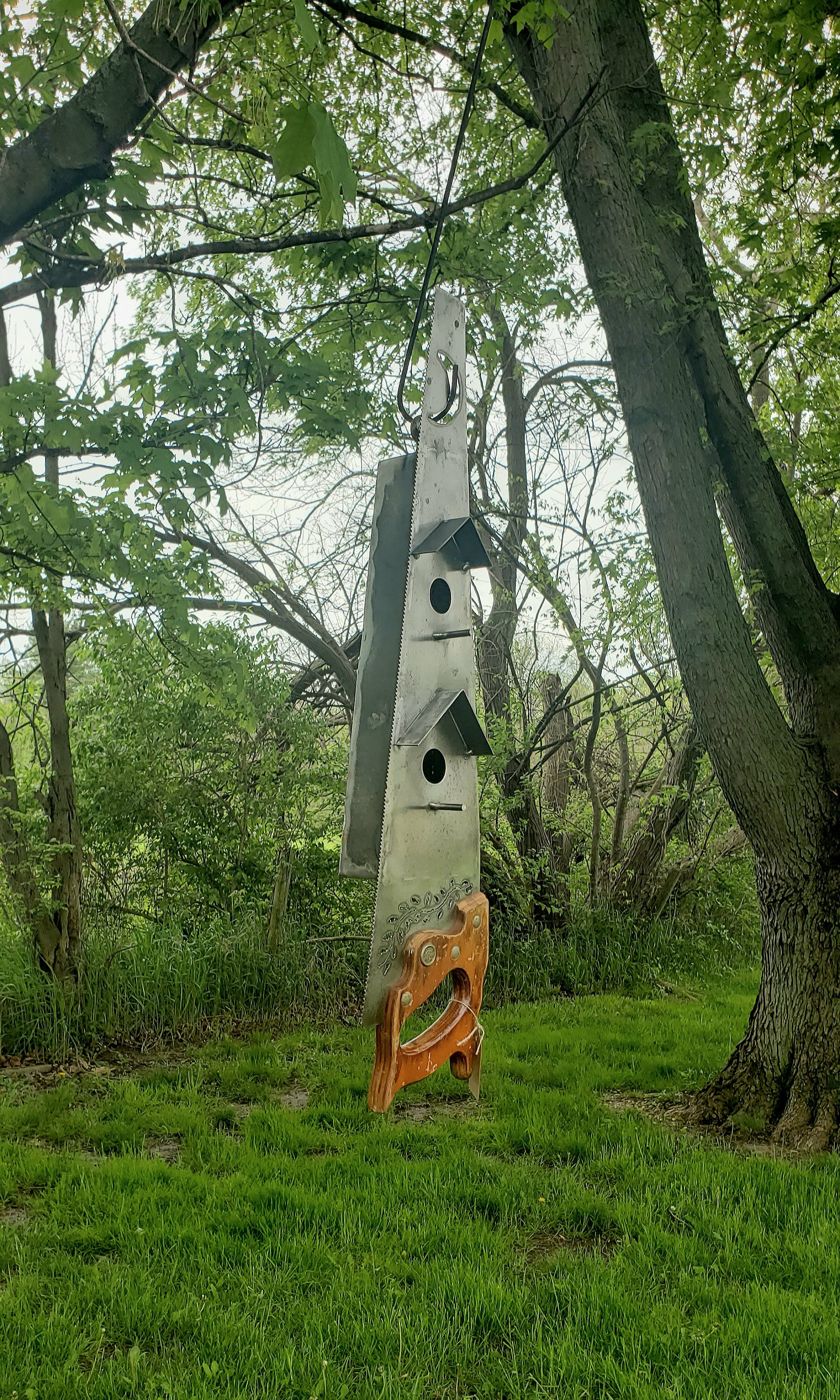 Vintage Handsaw Repurposed to Birdhouse With Hanging Hardware Etsy