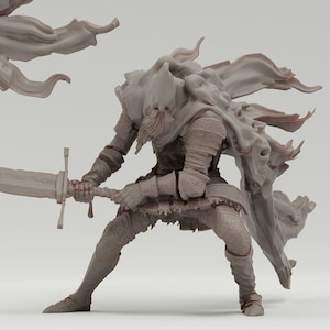 Red Hood Knight Miniature inspired by Slave Knight from Dark Souls 3D Printed Mini RealSteOne Dungeons and Dragons D&D Pathfinder Figure